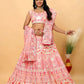 Rajwada Pink Georgette Embellished Semi-Stitched Lehenga For Women