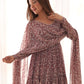 Rajwada Brown Georgette Printed Kurta Set For Women