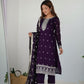 Rajwada Purple Silk Blend Embroidered Kurta Set For Women
