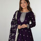Rajwada Purple Silk Blend Embroidered Kurta Set For Women