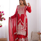 Rajwada Red Silk Blend Embroidered Kurta Set For Women