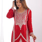 Rajwada Red Silk Blend Embroidered Kurta Set For Women