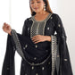 Rajwada Black Chinon Embroidered Kurta Set For Women