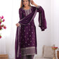 Rajwada Purple Chinon Embroidered Kurta Set For Women