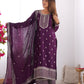 Rajwada Purple Chinon Embroidered Kurta Set For Women
