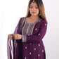 Rajwada Purple Chinon Embroidered Kurta Set For Women