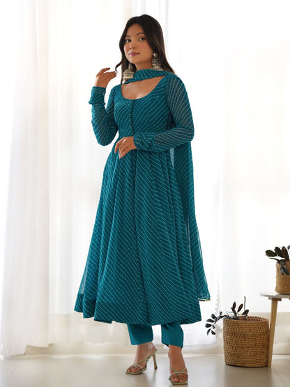 Rajwada Blue Georgette Printed Kurta Set For Women