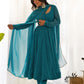Rajwada Blue Georgette Printed Kurta Set For Women