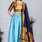 Rajwada Sky Blue Silk Blend Embellished Lehenga For Women