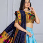 Rajwada Sky Blue Silk Blend Embellished Lehenga For Women