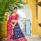 Rajwada Blue Silk Blend Printed Lehenga For Women