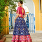 Rajwada Blue Silk Blend Printed Lehenga For Women