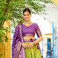 Rajwada Olive Silk Blend Printed Lehenga For Women