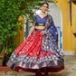 Rajwada Red Silk Blend Printed Lehenga For Women