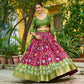 Rajwada Wine Silk Blend Printed Lehenga For Women