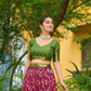 Rajwada Wine Silk Blend Printed Lehenga For Women