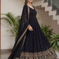 Rajwada Black Georgette Solid Stitched Kurta Set For Women