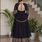 Rajwada Black Georgette Solid Stitched Kurta Set For Women