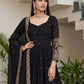 Rajwada Black Georgette Solid Stitched Kurta Set For Women