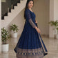Rajwada Navy Blue Georgette Solid Stitched Kurta Set For Women