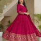 Rajwada Pink Georgette Solid Stitched Kurta Set For Women
