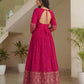 Rajwada Pink Georgette Solid Stitched Kurta Set For Women