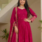 Rajwada Pink Georgette Solid Stitched Kurta Set For Women