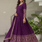 Rajwada Purple Georgette Solid Stitched Kurta Set For Women