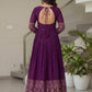 Rajwada Purple Georgette Solid Stitched Kurta Set For Women