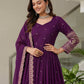 Rajwada Purple Georgette Solid Stitched Kurta Set For Women
