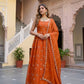 Rajwada Orange Georgette Solid Stitched Kurta Set For Women
