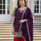 Rajwada Purple Chinon Solid Stitched Kurta Set For Women