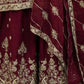 Rajwada Maroon Chinon Solid Stitched Kurta Set For Women