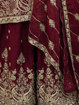 Rajwada Maroon Chinon Solid Stitched Kurta Set For Women