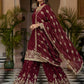 Rajwada Maroon Chinon Solid Stitched Kurta Set For Women