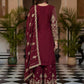 Rajwada Maroon Chinon Solid Stitched Kurta Set For Women