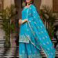 Rajwada Sky Blue Chinon Solid Stitched Kurta Set For Women