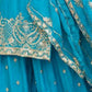 Rajwada Sky Blue Chinon Solid Stitched Kurta Set For Women