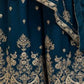 Rajwada Teal Blue Chinon Solid Stitched Kurta Set For Women