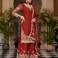 Rajwada Maroon Chinon Solid Stitched Kurta Set For Women