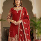 Rajwada Maroon Chinon Solid Stitched Kurta Set For Women