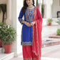 Rajwada Blue Chinon Solid Stitched Kurta Set For Women