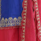 Rajwada Blue Chinon Solid Stitched Kurta Set For Women