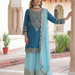 Rajwada Teal Blue Chinon Solid Stitched Kurta Set For Women