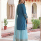 Rajwada Teal Blue Chinon Solid Stitched Kurta Set For Women