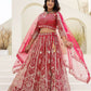 Rajwada Red Net Embellished Lehenga For Women