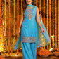 Rajwada Sky Blue Chiffon Solid Stitched Kurta Set For Women