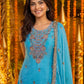 Rajwada Sky Blue Chiffon Solid Stitched Kurta Set For Women