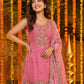 Rajwada Dusty Rose Chiffon Solid Stitched Kurta Set For Women
