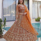 Rajwada Orange Net Embellished Lehenga For Women